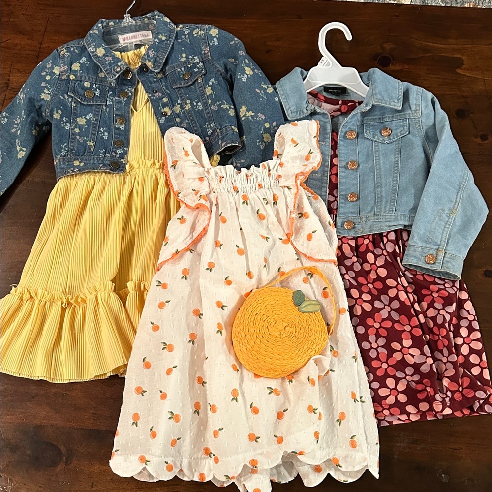 Nannette Yellow, White, and Red Dress Set with Denim Jackets